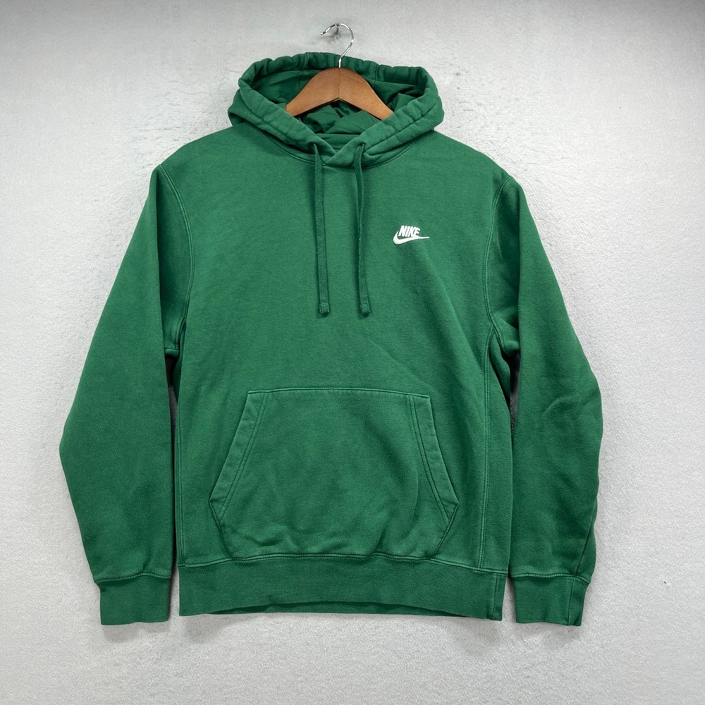 Nike Hoodie Mens S Green Sportswear Club Fleece Pullover Essential Sweatshirt
